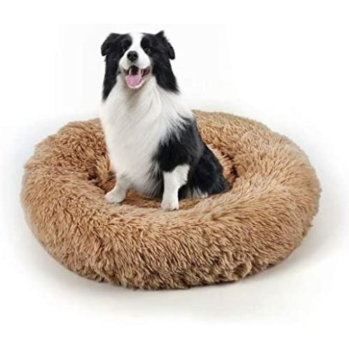 Dog Bed, Cat Calming Bed, Orthopedic Pet Donut Cuddler Round Plush Bed for Large Medium Small Dogs and Cats