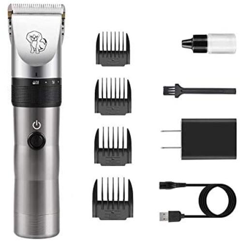 OUTAD Cat Dog Grooming Electric Clippers Kit, Low Noise Cordless High Performance Pets Hair Trimmer with USB Rechargeable Lithium Battery, Safe Washable Ceramic Coated Sharp Blades