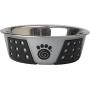 PetRageous 13097 Fiji Stainless-Steel Non-Slip Dishwasher Safe Dog Bowl 1.75-Cup Capacity 5.5-inch Diameter 1.75-inch Tall for Small and Medium Size Dogs and Cats, Light Gray/Black