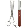 Tamsco Trimming Kit, Stripping Set of 2, Leather Case, Double Tooth Thinning Shear, Medium Stripping Knife, Great for Horses, Stainless Steel