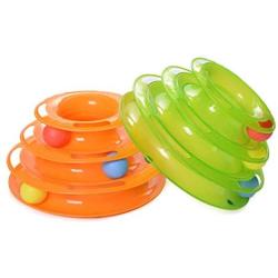 AnHua 1Pcs Random Color Funny Pet Toys Cat Crazy Ball Disc Three Levels Pet Cat Toy Tower Tracks Disc Cat Intelligence Amusement Toy