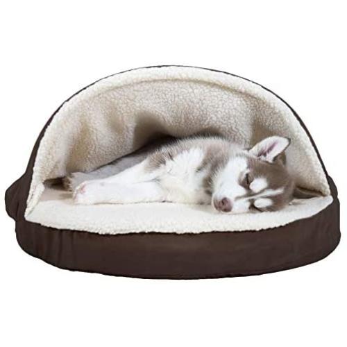 Furhaven Pet - Plush Ergonomic Orthopedic Foam Mattress Dog Bed, Round Snuggery Hooded Dog Bed, and ThermaNAP Self-Warming Quilted Cat Bed Pad for Dogs and Cats - Multiple Styles, Sizes, and Colors