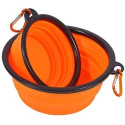 XQDD Collapsible Dog Bowl, Portable Silicone Dog Food/Water Bowls, Perfect for Travel/Outdoor Use, 2 Pack