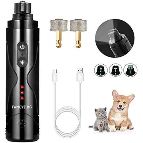 FANCYDOG Dog Nail Grinder LED Lighting 3 Speed Upgraded Pet Nail Trimmer Low Noise Rechargeable Painless Portable for Small Medium Large Dogs & Cats…