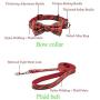 Dog Harness Adjustable & Durable Plaid Pet Harness,4 Pack(Vest Harness&Plaid Bow Dog Collar&Leash&Collar Light) Anti- Twist Dog Leash Set for Small Medium Large Puppy Dogs Cats (Large, Black)