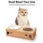 AELTA Elevated Dog Cat Bowls, Raised Dog Cat Food and Water Bowls, Double Ceramic Dog Cat Bowl with Solid Bamboo Stand, Cute and Modern Design Bowl for Dogs and Cats