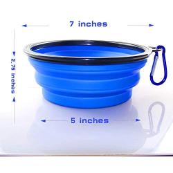 Axgo 1PC Foldable Silicone Dog Bowl Outfit Portable Travel Bowl for Dogs Feeder Utensils Outdoor Drinking Water Dog Bowl, Blue