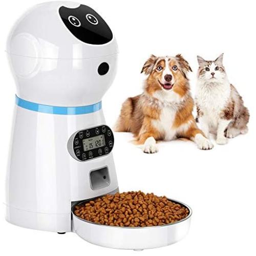 TTPet Automatic Cat Feeder, Timed Dog Food Dispenser, 3.5L Capacity, Stainless Steel Bowl, Portion Control, Voice Recording, Timer Programmable up to 4 Meals a Day