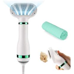 OWNPETS 3 in 1 Pet Hair Dryer, Portable Dog Grooming Blower with Slicker Brush, Adjustable Temperature & Fast-Drying Towel, Perfect Grooming Tool for Dogs, Cats & Other Coated Breeds