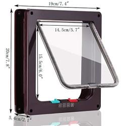 Medium Cat Door (Outer Size 7.4'' x 7.8''x1''), 4 Way Locking Cat Flap Door for Interior Exterior Doors, Weatherproof Pet Doors for Cats & Doggie with Circumference < 23'', Coffee