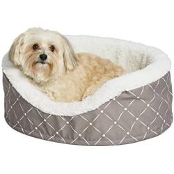 Midwest Homes for Pets CU25MRD ''Couture'' Orthopedic Cradle Pet Bed for Dogs & Cats, Small,Mushroom / White Diamond Pattern