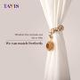 Tayis Curtain Tiebacks - Hand Weaving Cotton Ropes Tie Backs - Sparking Crystal Gold Metal Flower Curtain Buckle for Home Office Decorative (Champagne Gold,2 Pack)