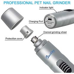 Waitley Dog Nail Grinder Upgraded Rechargeable Low Noise Pet Nail Trimmer Paws Clipper 2-Speed 3 Grinding Ports,Gentle Painless Grooming,Trimming & Smoothing Kits for Small Medium Large Dogs Cats Pets