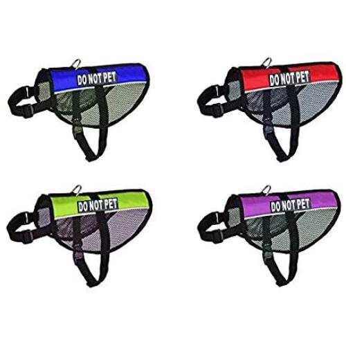 DO NOT PET Service Dog mesh Vest Harness Cool Comfort Nylon for Dogs Small Medium Large Purchase Comes with 2 Reflective DO NOT PET Removable Patches. Please Measure Your Dog Before Ordering