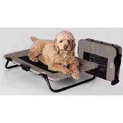 Pet Gear Lifestyle Pet Cot Elevated Bed | No Assembly Required | Premium Tear Resistant Cooling Mesh | Indoor & Outdoor | Lightweight & Portable 30'', Harbor Grey