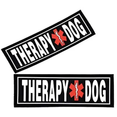 Dogline Therapy Dog Patches for Harnesses and Vests Removable 3D Rubber Patches with Hook Backing for Small Medium or Large Working Dogs