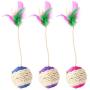 MOMU Pet Cat Kitten Toy Rolling Scratching Ball Tumbler Interactive Doll with Feather