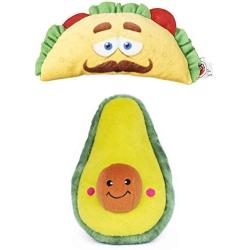 ZippyPaws Avocado Squeaker Toy & 6'' Fun Food Taco Plush Dog Chew Bundle