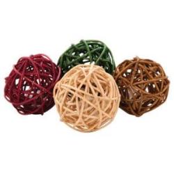 Barker Brands Inc. Wicker Rattan Cat Ball Jingle Toy Set of 4