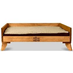 Floppy Dawg Wooden Dog Bed Frame and Medium Dog Bed. Perfect for Small and Medium Dogs. 30 Inches Long by 19 Inches Wide. Let Your Dog Chill in Style.