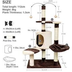 S-Lifeeling Cat Tree Cat Tower Cat Climbing Frame with Cat Litter Sisal Cat Toy with Cat Nest Jumping Platform Crawling Cat Rack (Fish Shape)