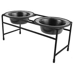 Platinum Pets Double Diner Feeder with Stainless Steel Cat Bowls, 6 oz, Silver
