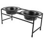 Platinum Pets Double Diner Feeder with Stainless Steel Cat Bowls, 6 oz, Silver