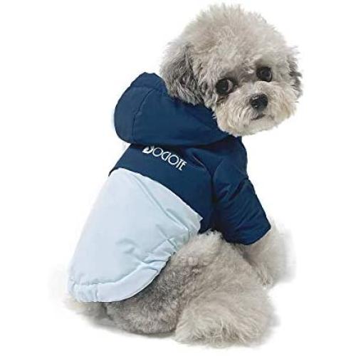 Small Dogs Coat Cozy Warm Hoodie Pet Clothes Warm Puppy Jacket for Cold Weather Cute Dog Apparel Comfortable Stylish Cotton Puppy Winter Coats with Hooded for Dogs Walking Hiking Travel (M, Blue)