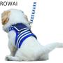 ROWAI Dog Cat Puppy Pet Harness Vest and Leash Set for Walking Navy Striped Sailor Anchor Style