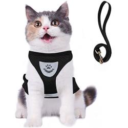 Cat Harness and Leash Escape Proof and Dog Harness Adjustable Soft Mesh Vest Harness for Walking with Reflective Strap for Pet Kitten Puppy Rabbit