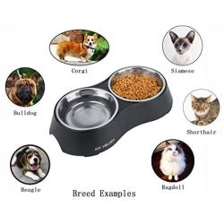 Joy Melody Elevated Cat Bowls, Raised Small Dog Dish with Heavy Stand, Stainless Steel Food and Water Pet Feeder, Anti-Slip, Dishwasher Safe with Cleaning Cloth