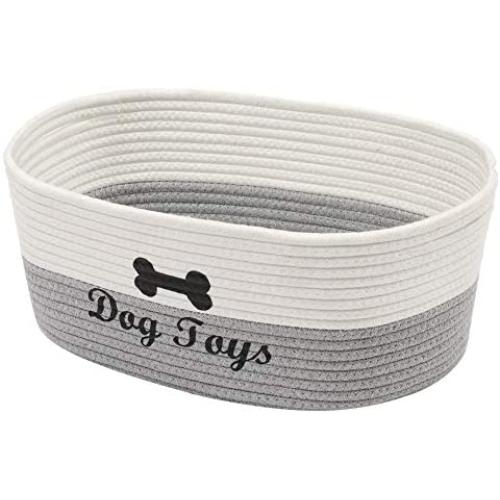 Geyecete Cotton Rope Dog Bins for Toys Natural Cotton Rope Clutter Organizer Toy Chest Pet Bed Pet Toy Box
