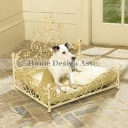 French Iron WHITE SCROLL Dog Pet Cat Bed Victorian Antique Fleur de Lis European by Intelligent Design