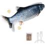 DPKISS Cat Kicker Toy Moving Fish 11'' with Realistic Tail Wagging Interactive Plush with USB Rechargeable Battery Fun Toy for Cat Exercise, Cat-Fish-Toy-Kitty-Interactive