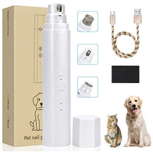 Dog Nail Grinder with LED Light,Cordless Cat Nail File Clipper with 2-Speed Noise-Free Rechargeable Pet Claw Grinder,Safe Quiet Painless Dog Nail Trimmer Dogs Cats-Low Power Consumption