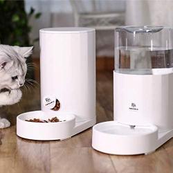 FUNLULA FUNLULA FUNLULA Automatic Water Dispenser and Manual Cat Food Feeder in Set for Small Medium Large Dog Cats Puppy Kitten Pet Self-Dispensing Big Capacity Bowl