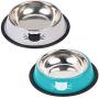 Legendog 2Pcs Cat Bowl Pet Bowl Stainless Steel Cat Food Water Bowl Non-Slip Rubber Base Small Pet Bowl Cat Feeding Bowls Set (Gray Blue)