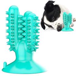 CHZHENG Dog Chew Toothbrush Toys, Cactus Toys Suction Cup Pet Toy Treat Dispenser for Small/Medium/Large Dogs,Blue