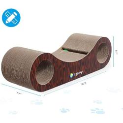 isYoung Large Cat Scratcher Lounge, 30.5 x 11 x 8.5 inchs Unique Cat Scratcher Cardboard Scratch Pad with Built-in Toy Bell