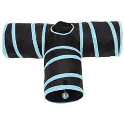 Chenyouwen Pet Toys Great Foldable 3 Exits Exercising Cat Tunnel with A Hanging Ball(Blue)