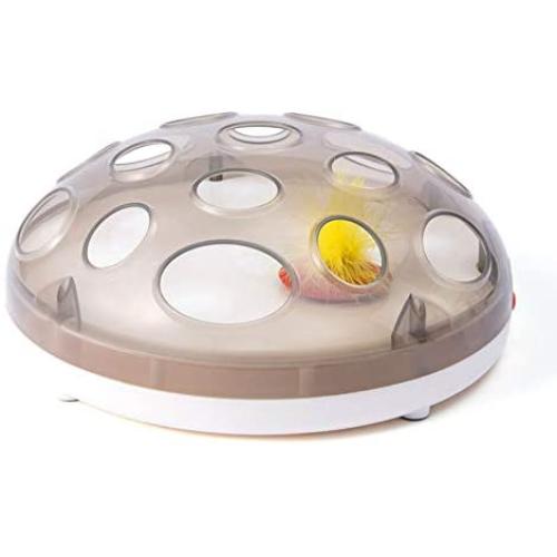 elegantstunning Electric Cat Catching Mouse Magnetic Suspension Technique Turntable Puzzle Toy for Pet White