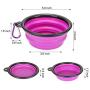 Emoly 2 Pack Large Size Collapsible Dog Bowl, Food Grade Silicone BPA Free, with Carabiner Clip Foldable Expandable Cup Dish for Pet Cat Food Water Feeding Portable Travel Bowl (Purple & Green)