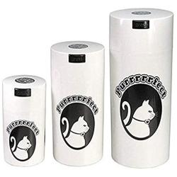 Pawvacs Set of 3 ( 6, 12, 24 Ounce ) Vacuum Sealed Pet Food Storage Containers; White Cap & Body/Black Cat