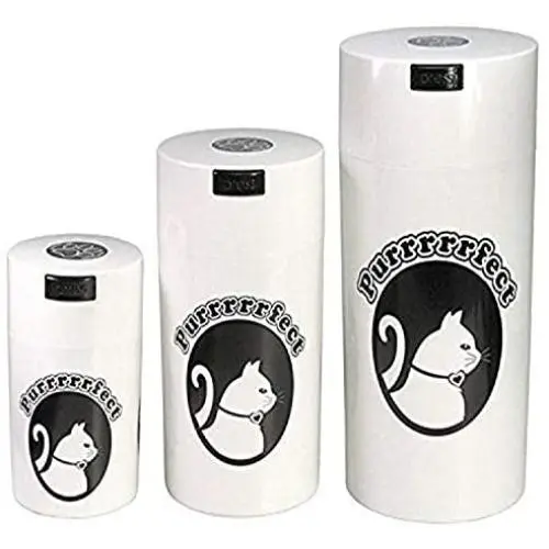 Pawvacs Set of 3 ( 6, 12, 24 Ounce ) Vacuum Sealed Pet Food Storage Containers; White Cap & Body/Black Cat Pawvacs Set of 3 ( 6, 12, 24 Ounce ) Vacuum Sealed Pet Food Storage Containers; White Cap & Body/Black Cat
