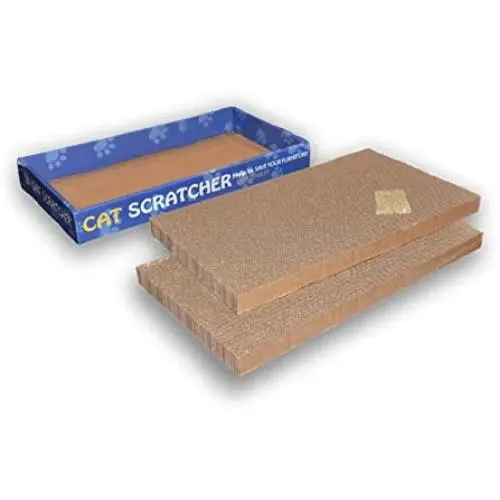 The Daisy Bee Flat Cat Scratcher Lounger with Two Reversible Double Wide Corrugated Cardboard Surfaces The Daisy Bee Flat Cat Scratcher Lounger with Two Reversible Double Wide Corrugated Cardboard Surfaces