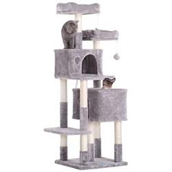 Hey-brother 60 inches Multi-Level Cat Tree Condo Furniture with Sisal-Covered Scratching Posts, 2 Plush Condos, 2 Plush Perches, for Kittens, Cats and Pets