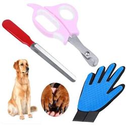 Pet Nail Clipper Paw Guillotine Keep Safe Paw Free Glove Hair Remover Nail File