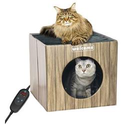 Heated Cat House, pentnf Upgraded Heating Cat Houses for Outdoor Cats and Small Dogs, A Waterproof Collapsible Indoor Cat House Kitty Shelter