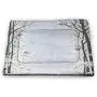 DayDayFun Winter Pet Food Mat Snow Season Photography Small Wooden Bridge Over Very Cold River at Early Morning Waterproof and Urine-Proof Pet Mat White Brown