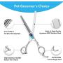 Dog Cat Grooming Straight, Curved, Thinning/Blending/Chunker Scissors Kit, JP-440C Stainless Steel Pet Hair Cutting/Trimming Shears